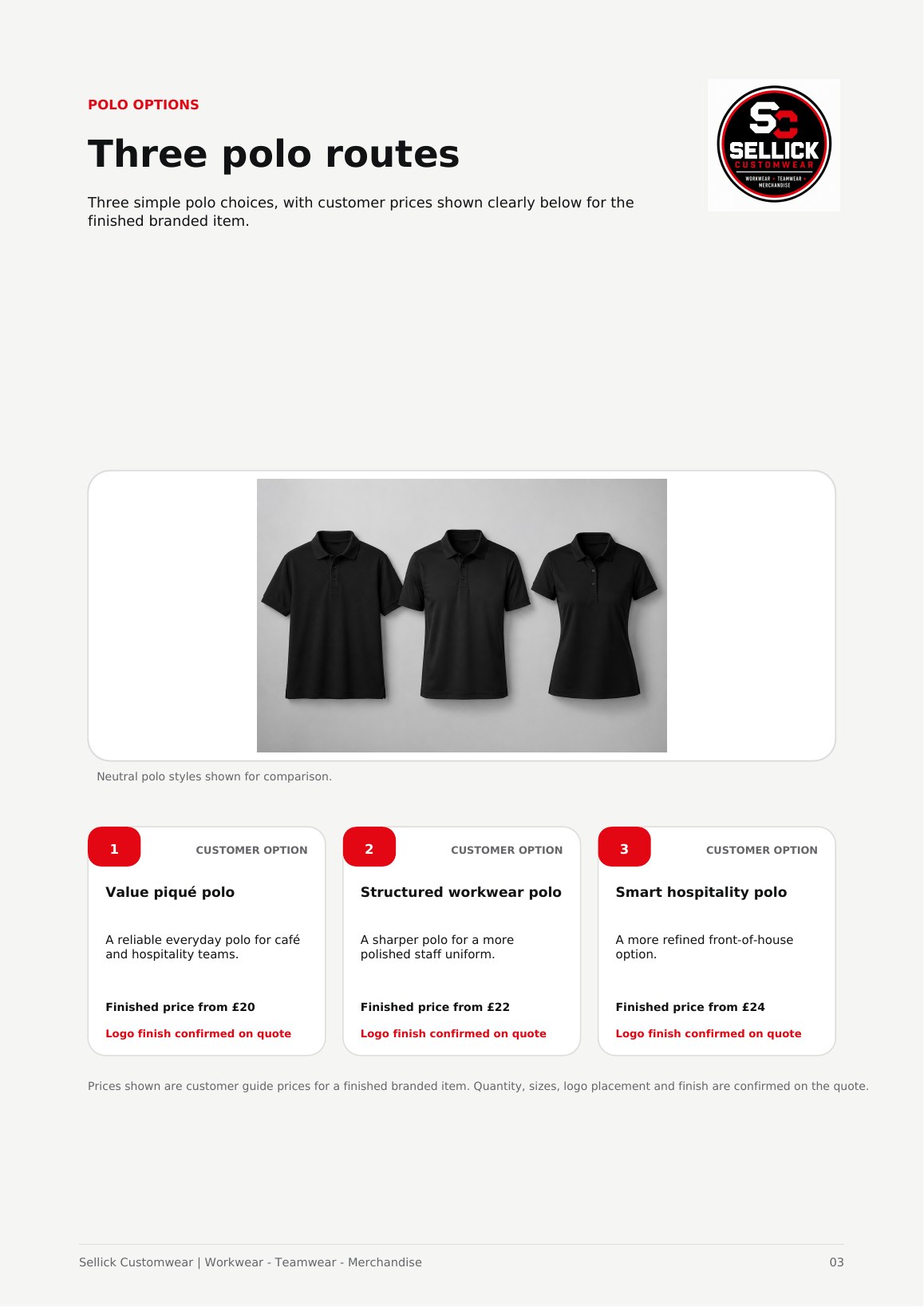 Three hospitality polo options